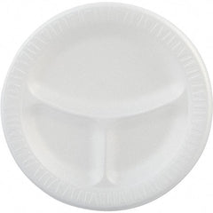 DART - Foam Dinnerware, Plate, 3-Comp, 9" - White - Makers Industrial Supply