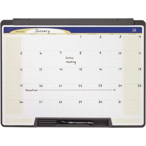 Quartet - 18" High x 24" Wide Magnetic Dry Erase Calendar - Melamine, Includes Accessory Tray/Rail & Dry-Erase Marker - Makers Industrial Supply