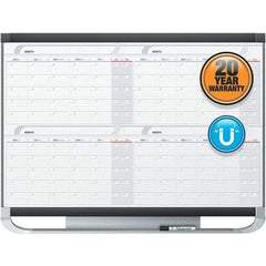 Quartet - 36" High x 48" Wide Magnetic Dry Erase Calendar - Fiberboard Frame, Includes Accessory Tray/Rail, Dry-Erase Marker & Mounting Kit - Makers Industrial Supply