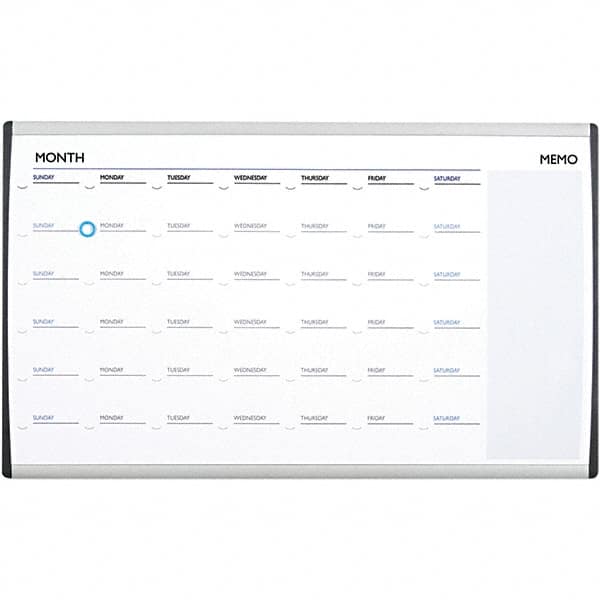 Quartet - 18" High x 30" Wide Magnetic Dry Erase Calendar - Steel, Includes Mounting Kit - Makers Industrial Supply