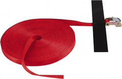 Snap-Loc - 100' Long x 1" Wide, 1,500 Lb Basket Capacity, Polyester & Steel Web Sling - Red, with Cambuckle Tie Down - Makers Industrial Supply