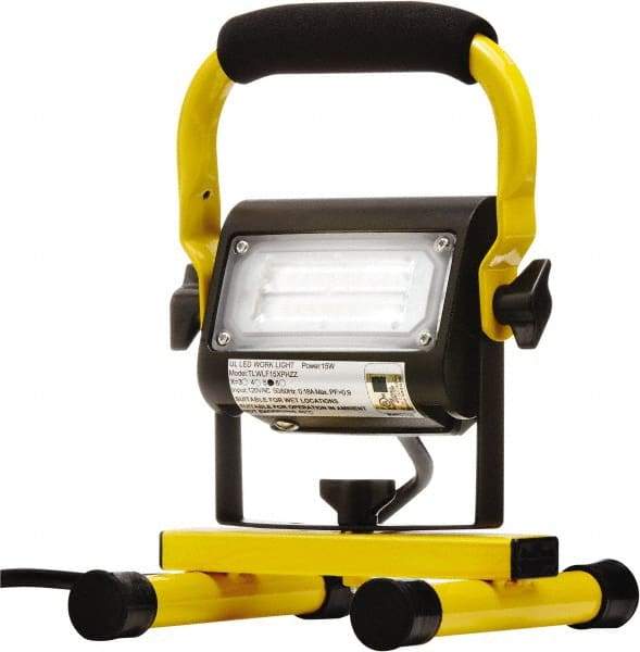 Probuilt Lighting - 120 Volt, 15 Watt, Electric, LED Portable Floor Work Light - 1,524mm Cord, 1 Head, Aluminum, 9" Long x 7" Wide x 6" High - Makers Industrial Supply