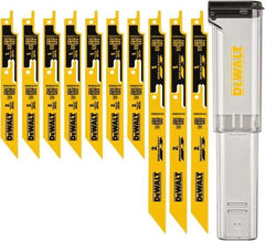 DeWALT - 10 Pieces, 6" to 9" Long x 0.04" Thickness, Bi-Metal Reciprocating Saw Blade Set - Straight Profile, 10-14 to 18 Teeth, Toothed Edge - Makers Industrial Supply
