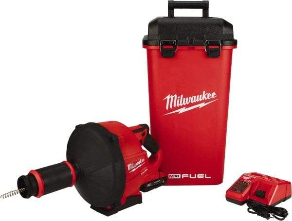 Milwaukee Tool - 18V Battery Battery Drain Cleaning Machine - For 3" Pipe, 35' Cable, 500 Max RPM - Makers Industrial Supply