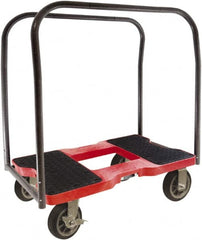 Snap-Loc - 1,500 Lb Capacity Steel Panel Cart - Polyethylene/Polypropylene Plastic Deck, 20-1/2" OAW, 32" Platform Length x 9-1/2" Platform Height, Rubber Casters - Makers Industrial Supply