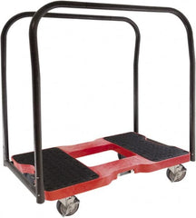 Snap-Loc - 1,500 Lb Capacity Steel Panel Cart - Polyethylene/Polypropylene Plastic Deck, 20-1/2" OAW, 32" Platform Length x 7" Platform Height, Polyurethane Casters - Makers Industrial Supply