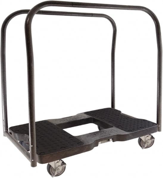 Snap-Loc - 1,500 Lb Capacity Steel Panel Cart - Polyethylene/Polypropylene Plastic Deck, 20-1/2" OAW, 32" Platform Length x 7" Platform Height, Polyurethane Casters - Makers Industrial Supply