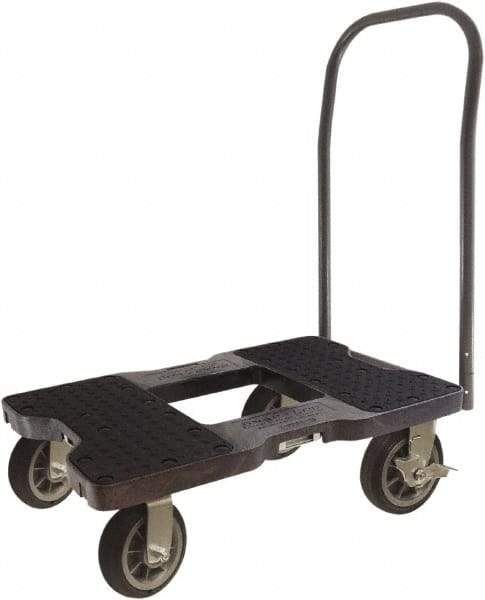 Snap-Loc - 1,500 Lb Capacity Steel Convertible Hand Truck - Polyethylene/Polypropylene Plastic Deck, 20-1/2" OAW, 32" Platform Length x 9-1/2" Platform Height, Rubber Casters - Makers Industrial Supply