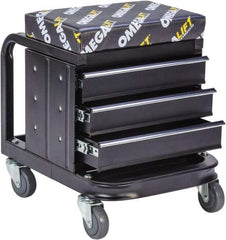 Omega Lift Equipment - 450 Lb Capacity, 4 Wheel Creeper Seat with Drawers - Steel, 18-1/4" Long x 18-7/8" High x 14" Wide - Makers Industrial Supply