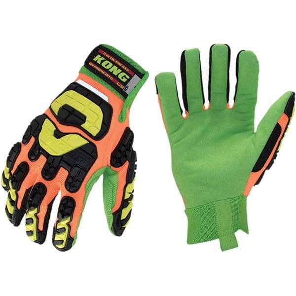 ironCLAD - Size XL (10), ANSI Cut Lvl A3, Puncture Lvl 5, Abrasion Lvl 3, Cut Resistant Gloves - 10" Long, Uncoated, Hook & Loop Cuff, Hi-Vis Orange, Paired - Makers Industrial Supply