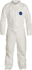 Dupont - Size XL Film Laminate General Purpose Coveralls - White, Zipper Closure, Open Cuffs, Open Ankles, Serged Seams - Makers Industrial Supply