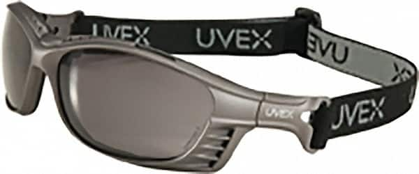 Uvex - Gray Lenses, Framed Safety Glasses - Anti-Fog, Black Polycarbonate Frame, Adjustable Temples, Size Universal, Wrap Around - Makers Industrial Supply