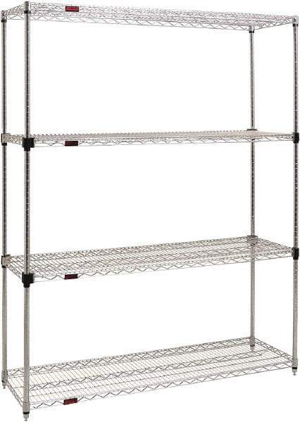 Eagle MHC - 4 Shelf Eagle MHC Wire Shelving - Starter Unit - 72" Wide x 24" Deep x 74" High, - Makers Industrial Supply