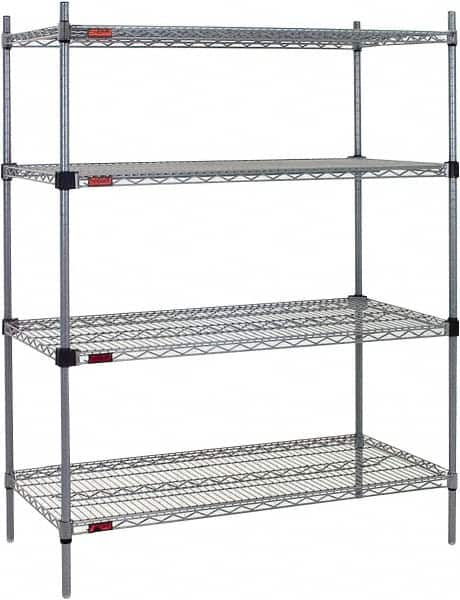 Eagle MHC - 4 Shelf Eagle MHC Wire Shelving - Starter Unit - 60" Wide x 24" Deep x 74" High, - Makers Industrial Supply