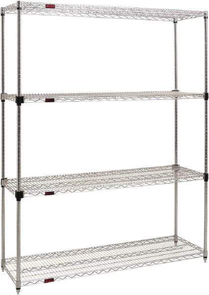 Eagle MHC - 4 Shelf Eagle MHC Wire Shelving - Starter Unit - 72" Wide x 18" Deep x 74" High, - Makers Industrial Supply