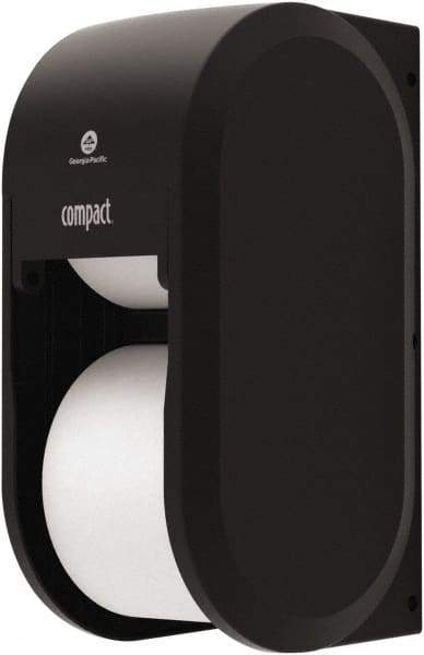 Georgia Pacific - Coreless Double Roll Plastic Toilet Tissue Dispenser - 6" Wide x 13-1/2" High x 6-1/2" Deep, Black - Makers Industrial Supply