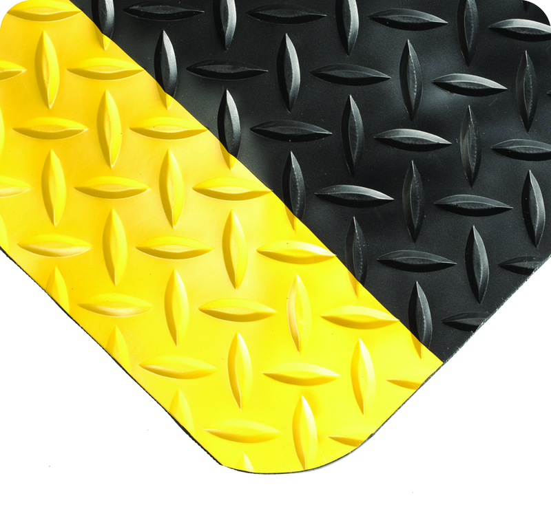Diamond-Plate SpongeCote 5' x 75' Black/Yellow Work Mat - Makers Industrial Supply