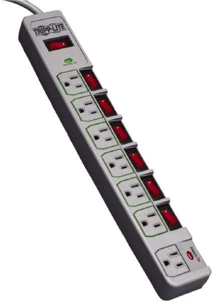 Tripp-Lite - 7 Outlets, 120 VAC15 Amps, 8' Cord, Power Outlet Strip - Floor, Keyhole Mount, 5-15 NEMA Configuration, 15" Strip - Makers Industrial Supply