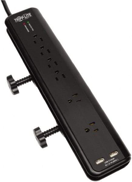 Tripp-Lite - 6 Outlets, 120 VAC15 Amps, 6' Cord, Power Outlet Strip - Floor, Keyhole Mount, 5-15 NEMA Configuration, 2-1/2" Strip - Makers Industrial Supply