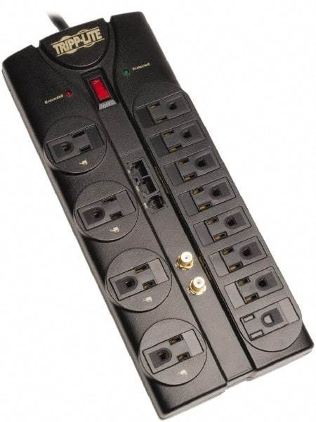 Tripp-Lite - 12 Outlets, 120 VAC15 Amps, 8' Cord, Power Outlet Strip - Floor, Keyhole Mount, 5-15 NEMA Configuration, 12.04" Strip - Makers Industrial Supply