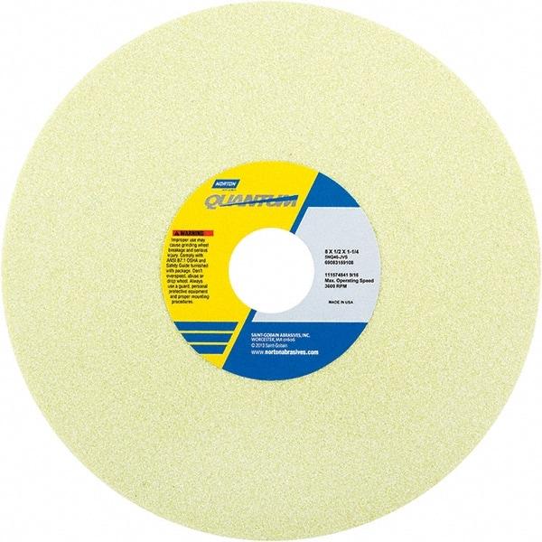 Norton - 8" Diam x 1-1/4" Hole x 1/2" Thick, I Hardness, 46 Grit Surface Grinding Wheel - Ceramic, Type 1, Coarse Grade, 3,105 Max RPM - Makers Industrial Supply