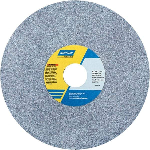 Norton - 8" Diam x 1-1/4" Hole x 3/4" Thick, J Hardness, 46 Grit Surface Grinding Wheel - Ceramic, Type 1, Coarse Grade, 3,600 Max RPM - Makers Industrial Supply