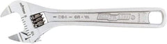 Channellock - 1/2" Jaw Capacity, 4" Standard Adjustable Wrench - Chrome Vanadium Steel, Chrome Finish, 4-1/2" OAL - Makers Industrial Supply