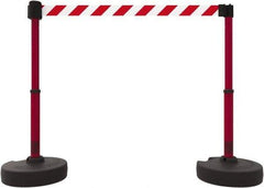 Banner Stakes - 42" High Plastic Pedestrian Barrier - 15' Long Rope - Makers Industrial Supply