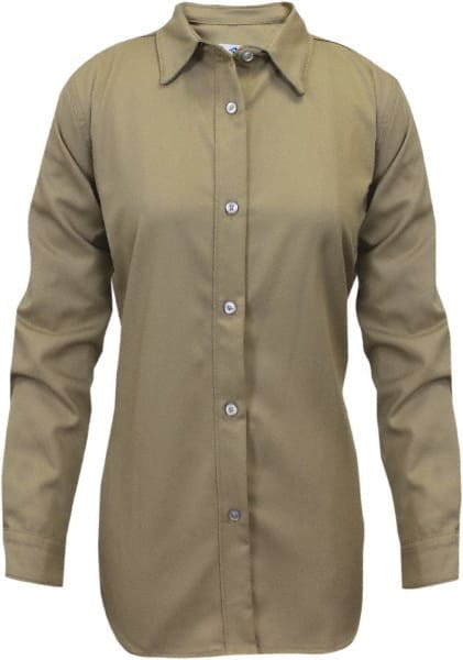 National Safety Apparel - Size 3XL Khaki Flame Resistant/Retardant Long Sleeve Button Down Shirt - Exact Industrial Supply