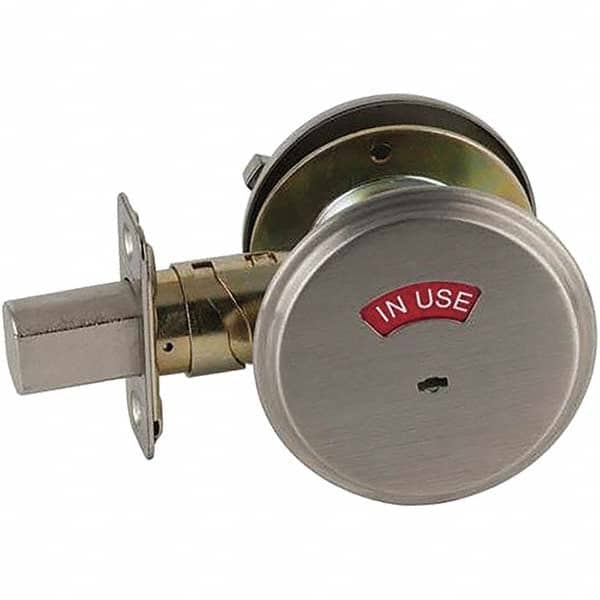 Schlage - 1-5/8 to 1-3/4" Door Thickness, Satin Chrome Finish, Occupancy Indicator Deadbolt - Exact Industrial Supply