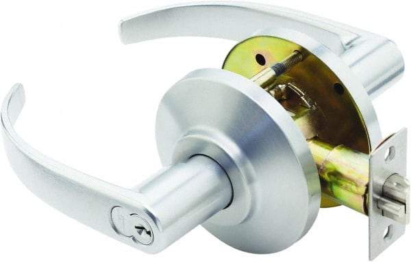 Stanley - Grade 2 Storeroom Lever Lockset for 1-3/8 to 2" Thick Doors - 2-3/4" Back Set, Best SFIC Cylinder, Brass, Satin Chrome Finish - Makers Industrial Supply