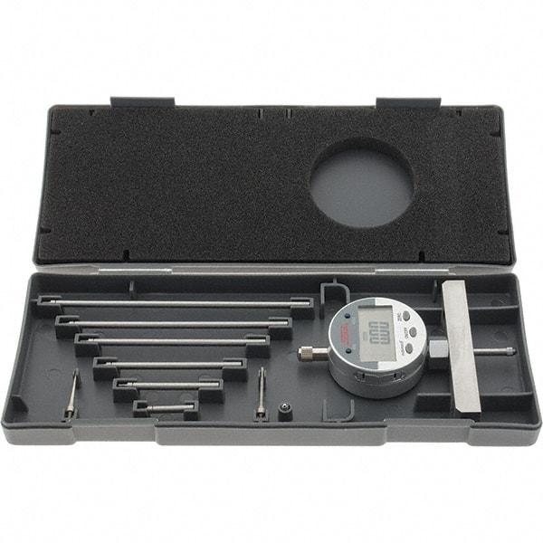 SPI - 0" to 22" Steel Electronic Depth Gage - 0.001" Accuracy, 0.0005" Resolution, 4" Base Length - Makers Industrial Supply