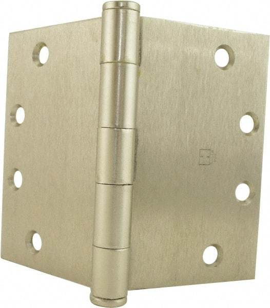 Hager - 6" Wide x 4-1/2" High Square Corner Residential Hinge - Square Edge, Steel, Satin Nickel Finish - Makers Industrial Supply