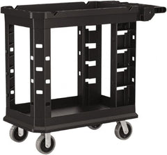 Suncast - 500 Lb Capacity, 19-1/2" Wide x 34-13/16" Long x 41-25/32" High Standard Utility Cart - 2 Shelf, Structural Foam, 2 Swivel, 2 Fixed/Locking Casters - Makers Industrial Supply