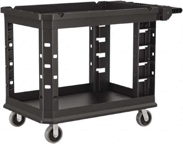 Suncast - 500 Lb Capacity, 26-1/2" Wide x 47-25/32" Long x 34-13/16" High Standard Utility Cart - 2 Shelf, Structural Foam, 2 Swivel, 2 Fixed/Locking Casters - Makers Industrial Supply