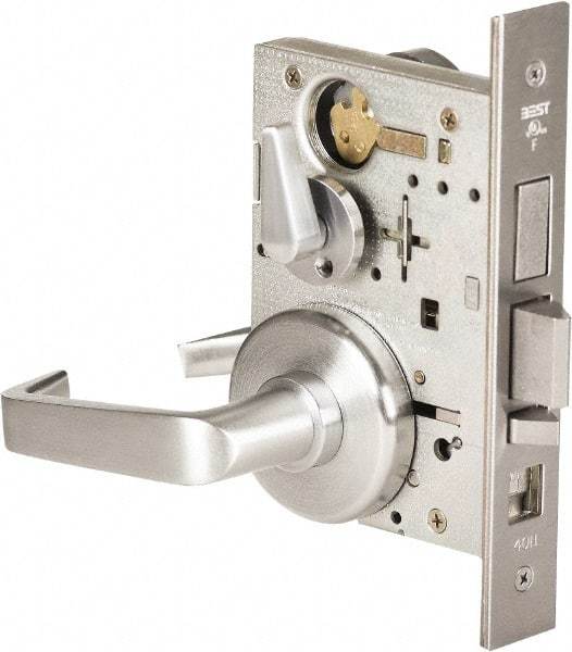 Stanley - Office Lever Lockset for 1-3/8 to 1-3/4" Thick Doors - 2-3/8 to 2-3/4" Back Set, Brass, Satin Chrome Finish - Makers Industrial Supply