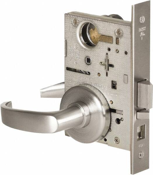 Stanley - Office Lever Lockset for 1-3/8 to 1-3/4" Thick Doors - 2-3/8 to 2-3/4" Back Set, Brass, Satin Chrome Finish - Makers Industrial Supply