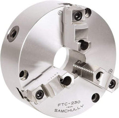 Samchully - 3 Jaw, 460mm Diam, Self Centering Manual Lathe Chuck - Front Mount, Adjustable, 190mm Through Hole Diam, Forged Steel - Makers Industrial Supply