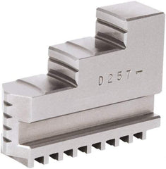 Samchully - 5" Max Chuck Diam Compatibility, Steel Square Serrated Hard Lathe Top Jaws - 2 Steps, 16mm Wide x 50mm Long x 34.5mm High - Makers Industrial Supply