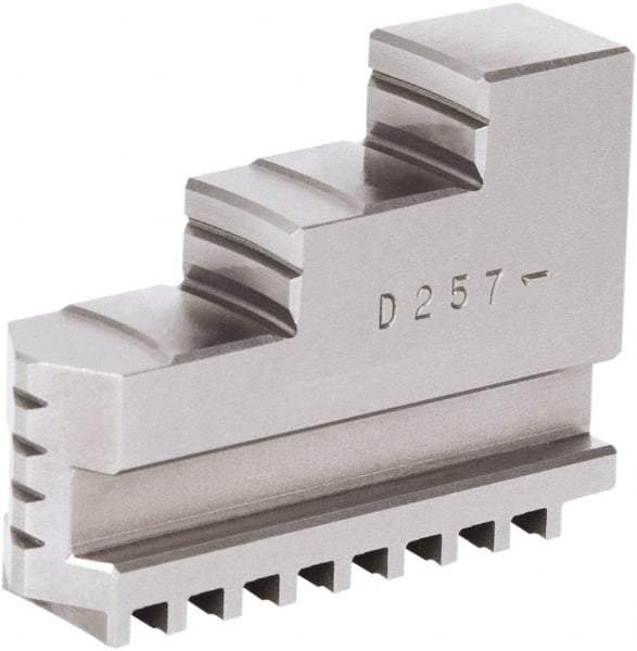 Samchully - 12" Max Chuck Diam Compatibility, Steel Square Serrated Hard Lathe Top Jaws - 2 Steps, 30mm Wide x 110mm Long x 82.5mm High - Makers Industrial Supply