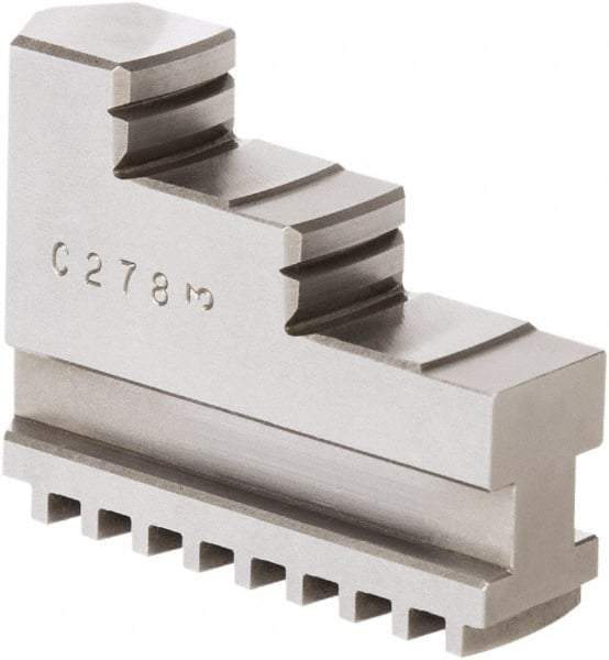 Samchully - 11" Max Chuck Diam Compatibility, Steel Square Serrated Hard Lathe Top Jaws - 2 Steps, 28mm Wide x 98mm Long x 69.5mm High - Makers Industrial Supply