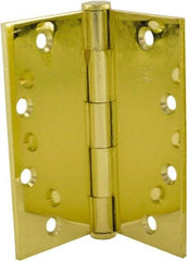 Hager - 5" Long x 5" Wide x 0.062" Thick, Steel Full Mortise Hinge - Bright Brass Finish, 5 Knuckles - Makers Industrial Supply