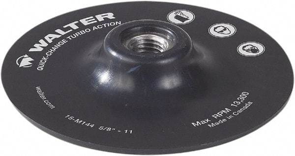 WALTER Surface Technologies - 5" Diam Quick-Change Disc Backing Pad - 12,200 RPM - Makers Industrial Supply