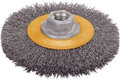 WALTER Surface Technologies - 6" OD, 5/8-11 Arbor Hole, Crimped Steel Wheel Brush - 5/8" Face Width, 1" Trim Length, 0.0118" Filament Diam, 9,000 RPM - Makers Industrial Supply