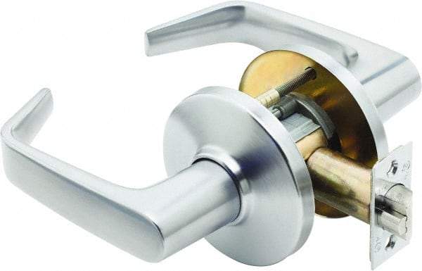 Stanley - Grade 1 Passage Lever Lockset - 2-3/4" Back Set, Zinc, Satin Chrome Finish - Makers Industrial Supply