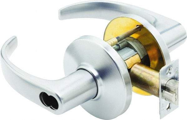 Stanley - Grade 1 Storeroom Lever Lockset - 2-3/4" Back Set, Zinc, Satin Chrome Finish - Makers Industrial Supply