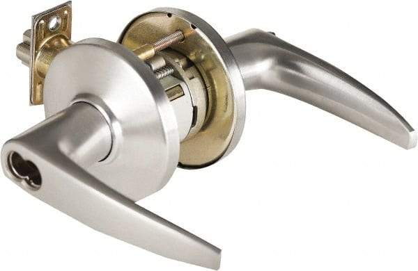 Stanley - Grade 1 Entry Lever Lockset - 2-3/4" Back Set, Zinc, Satin Chrome Finish - Makers Industrial Supply