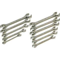 SK - 11 Piece, 1/4 x 5/16 to 3/4 x 7/8", Flare Nut Wrench Set - Inch/Metric System of Measurement, Chrome Finish - Makers Industrial Supply