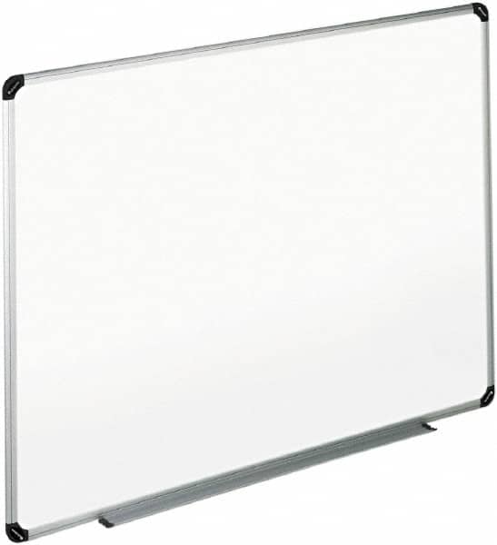 UNIVERSAL - 48" High x 72" Wide Erasable Melamine Marker Boards - Aluminum/Plastic Frame, 74.6" Deep, Includes Accessory Tray/Rail & Mounting Kit - Makers Industrial Supply