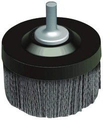 Osborn - 1-1/2" 120 Grit Silicon Carbide Crimped Disc Brush - Fine Grade, Quick Change Connector, 1-3/8" Trim Length, 1/4" Shank Diam - Makers Industrial Supply